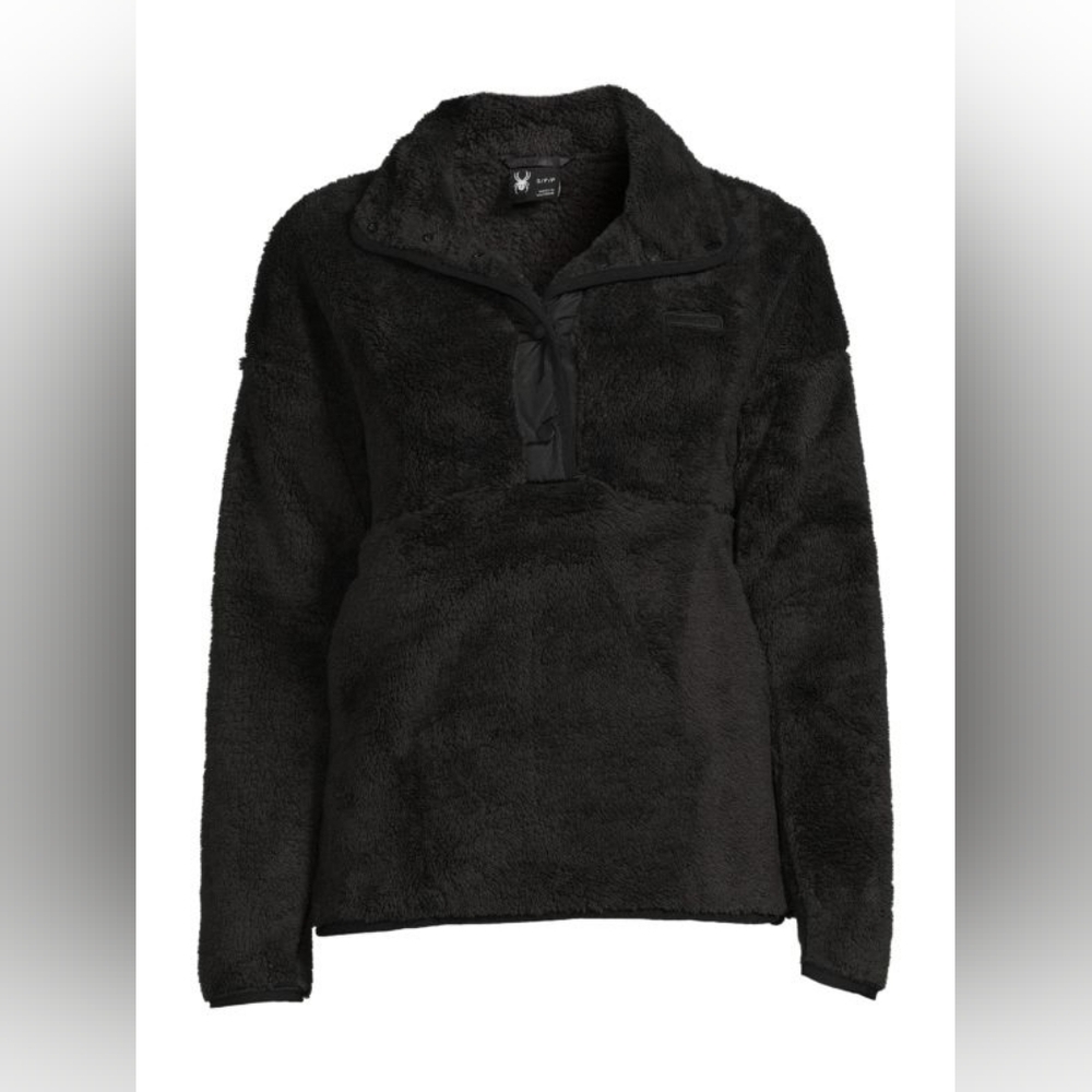 Spyder Cozy Faux Fur Pullover Jacket-Black-Size Large-NWT - Picture 3 of 11